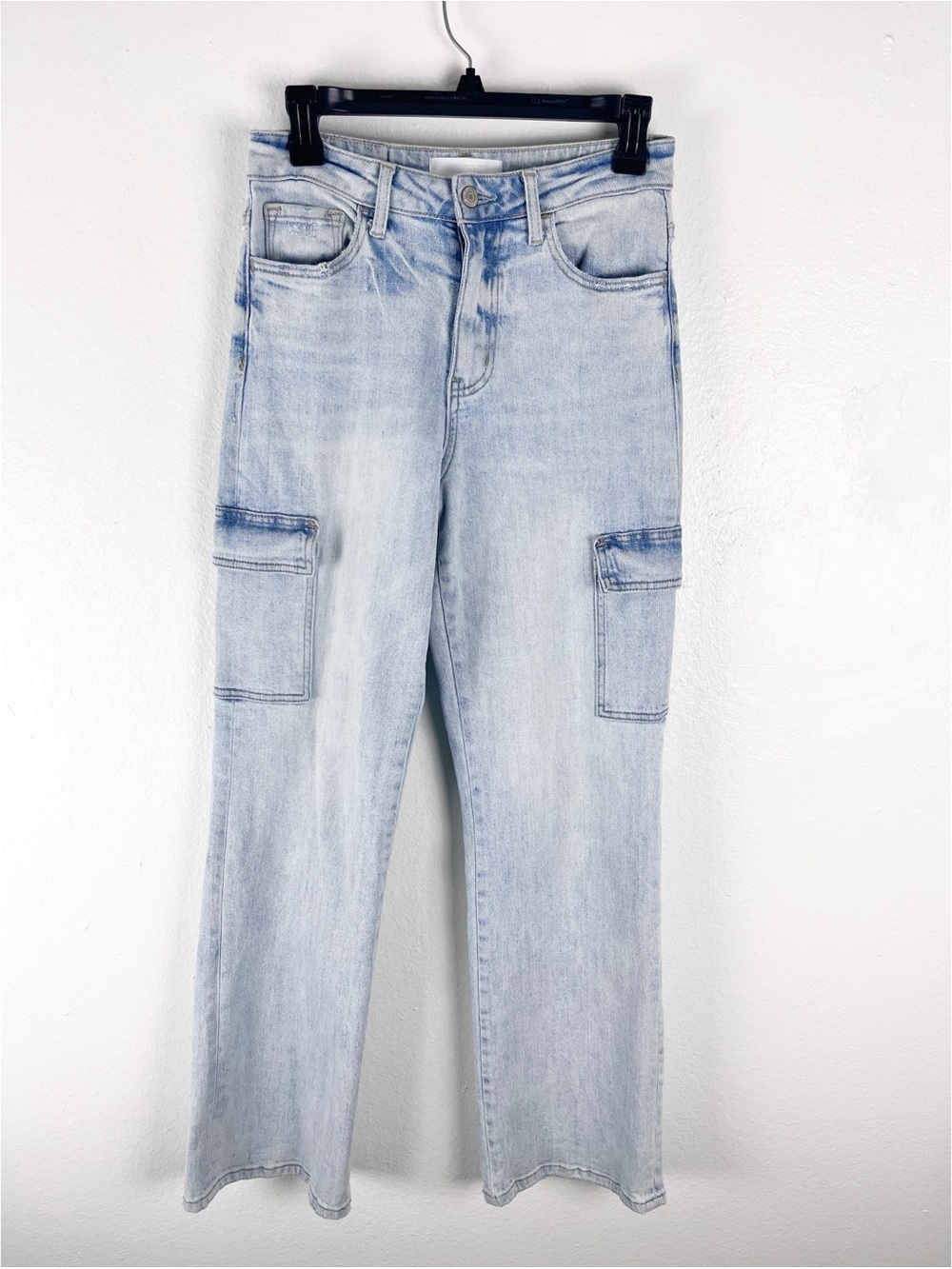 VERVET Light Wash High Rise Wide Lev Cargo Denim Jeans 25 Casual Neutral Boho